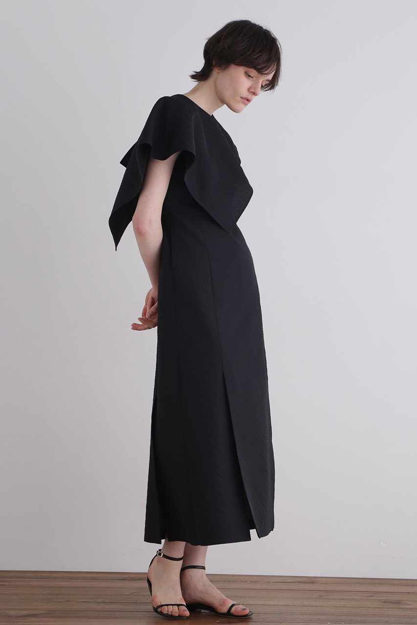 レフィルle phil❤️ ワッフルジャガードワンピース黒ブラックドレス レフィルle phil❤️ ワッフルジャガードワンピース黒ブラックドレス