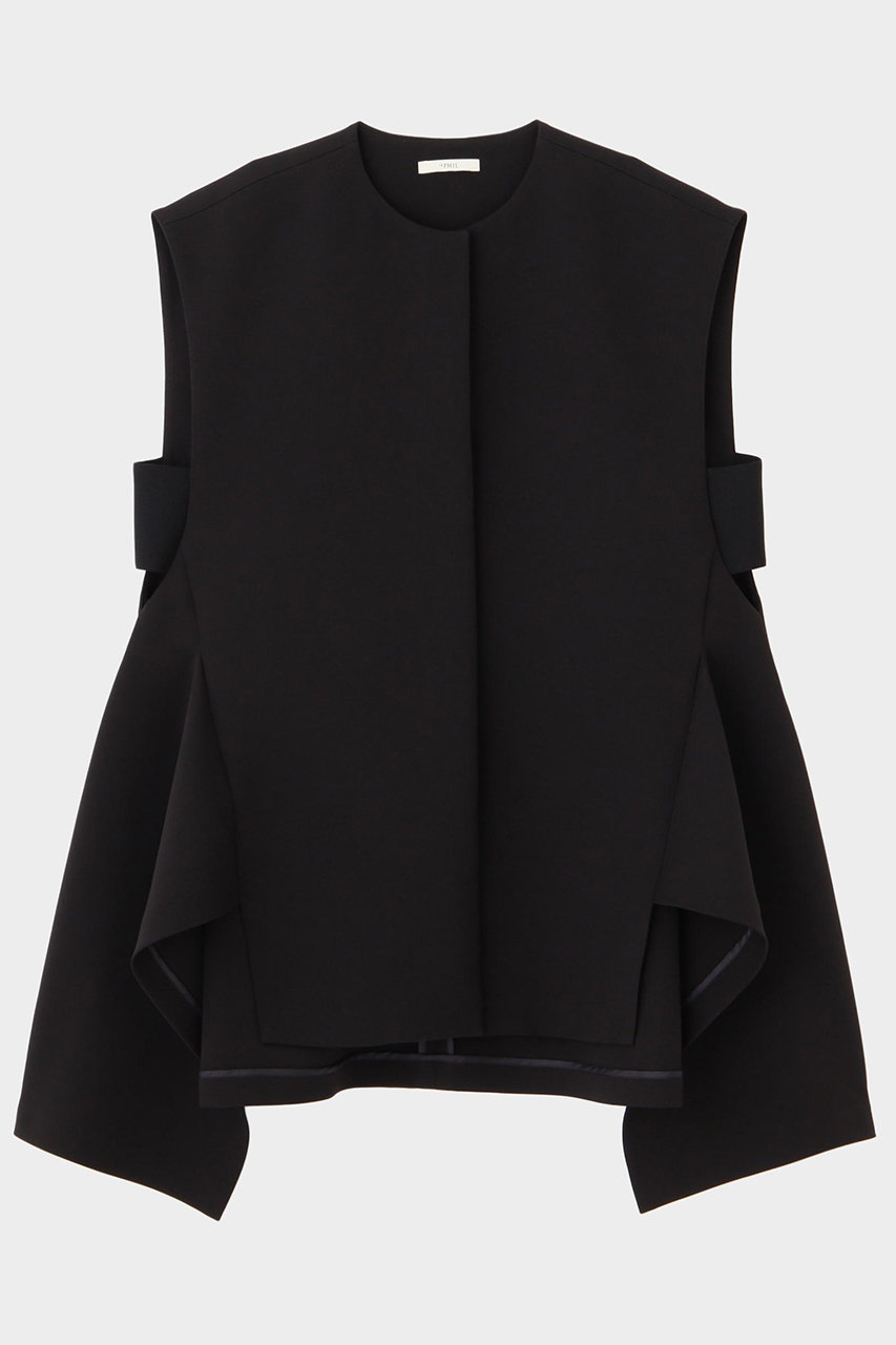 LE PHIL ブラック　ジレ 中古・古着通販】LE PHIL (ル フィル) ダブルクロスペプラムジレ