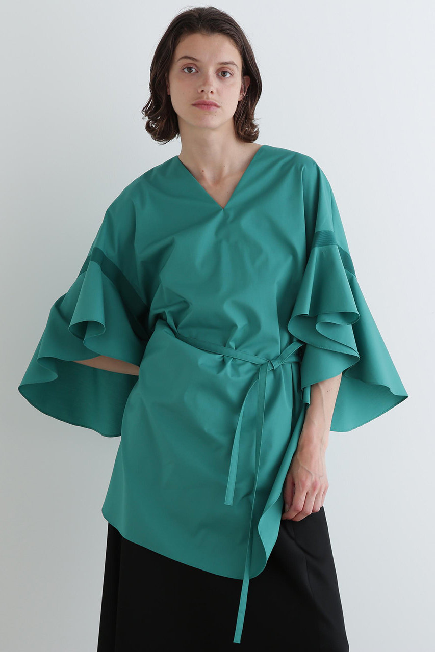 ル フィル/LE PHILのラッフルスリーブロングブラウス(グリーン/5345210604)