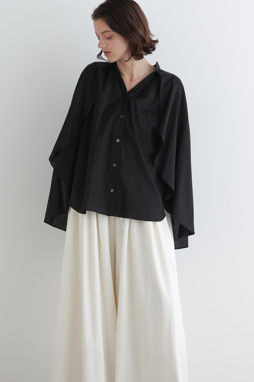 LE PHIL(ル フィル)｜シアーケープブラウス/ブラック の通販｜ELLESHOP