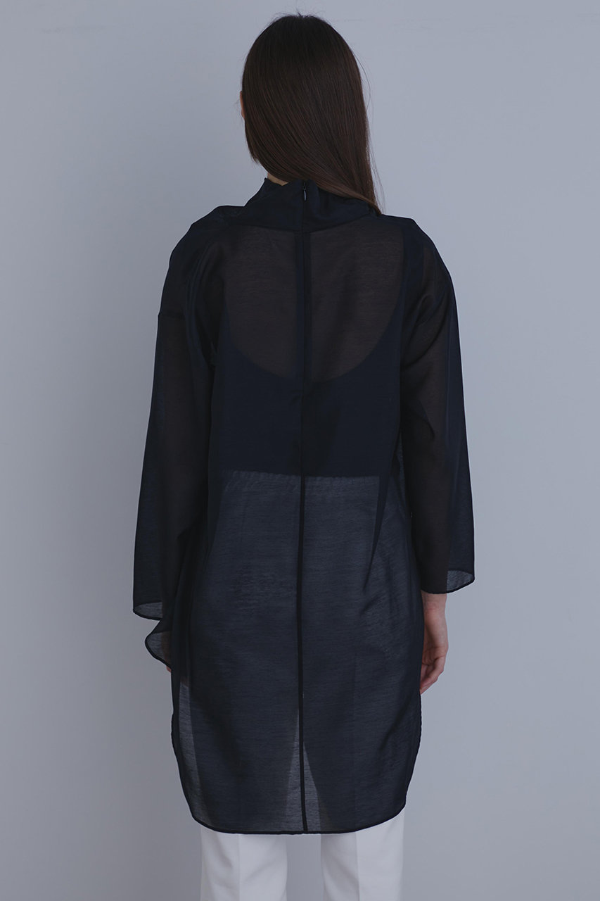 LE PHIL(ル フィル)｜ハイネックシアーボイルブラウス/ブラック の通販