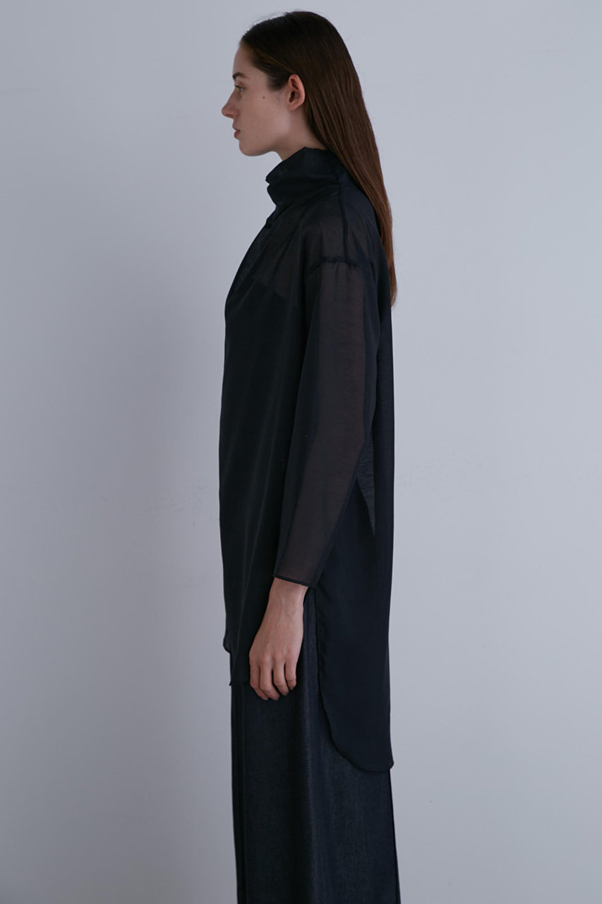 LE PHIL(ル フィル)｜ハイネックシアーボイルブラウス/ブラック の通販