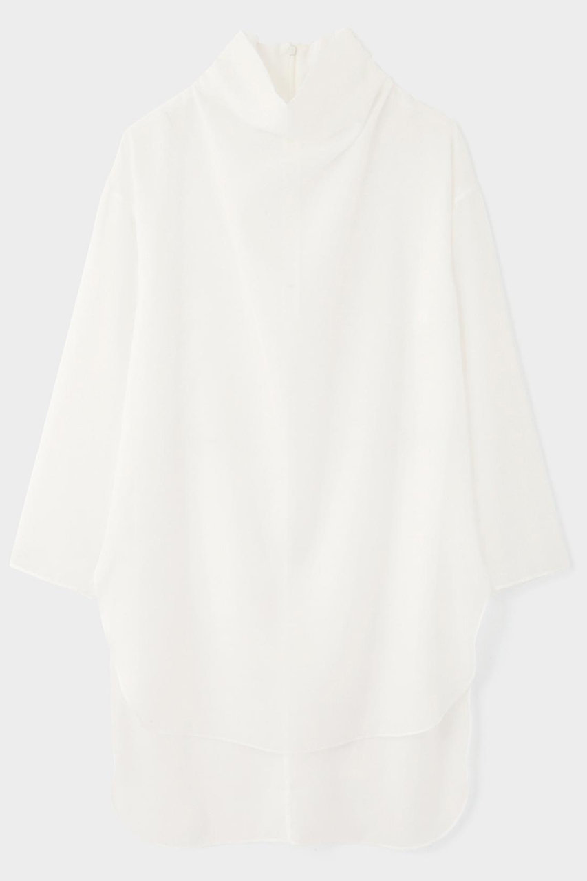 LE PHIL(ル フィル)｜ハイネックシアーボイルブラウス/ホワイト の通販