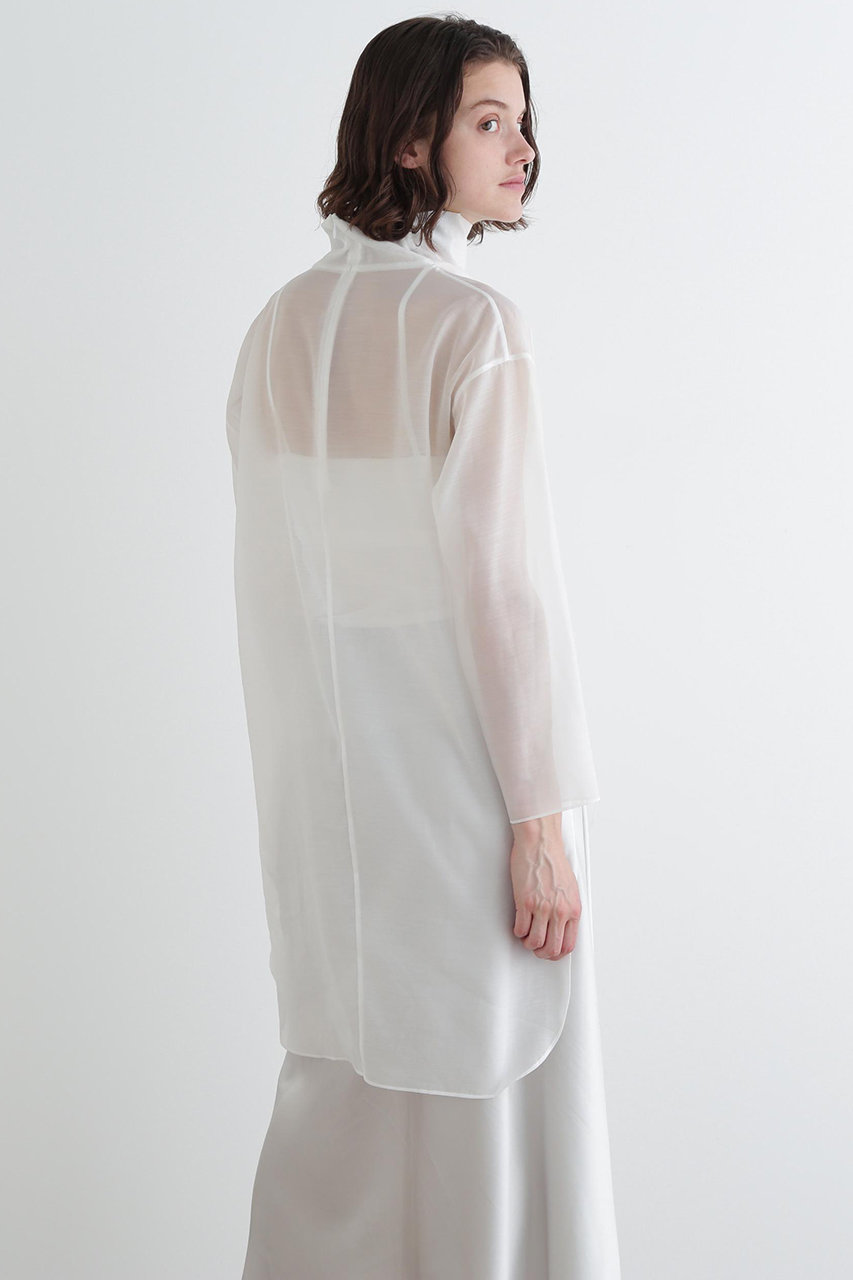 LE PHIL(ル フィル)｜ハイネックシアーボイルブラウス/ホワイト の通販