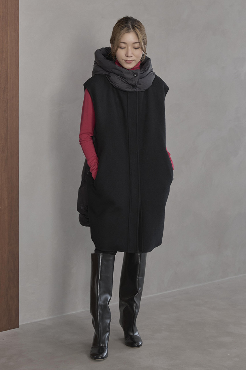 極美品✨️22AW　ルフィル　パッフィーダウン　ノースリーブロングジレ　黒　1 LE PHIL(ル フィル)｜ソフトウールリバーダウンジレ/ブラック の通販