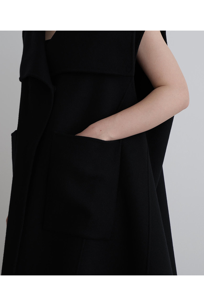 LE PHIL ルフィル オーバーサイズ ニット ジレ ベスト ブラック LE PHIL(ル フィル)｜ウールミドルゲージロングジレ/ブラック の通販