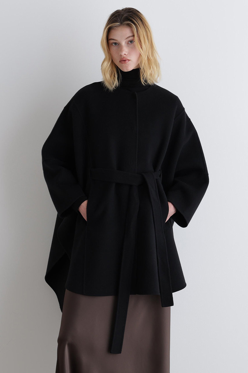 新品　LE PHIL ブラック ポンチョ LE PHIL(ル フィル)｜ソフトウールリバーポンチョコート/ブラック の