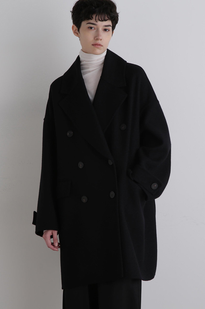 LE PHIL(ル フィル)｜ソフトウールリバーオーバーPコート/ブラック の