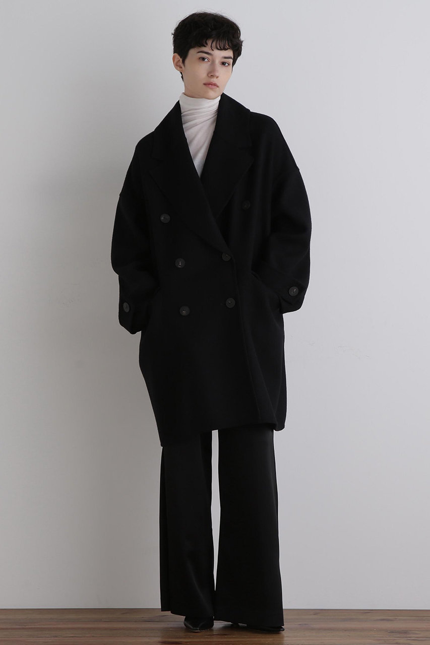 LE PHIL(ル フィル)｜ソフトウールリバーオーバーPコート/ブラック の