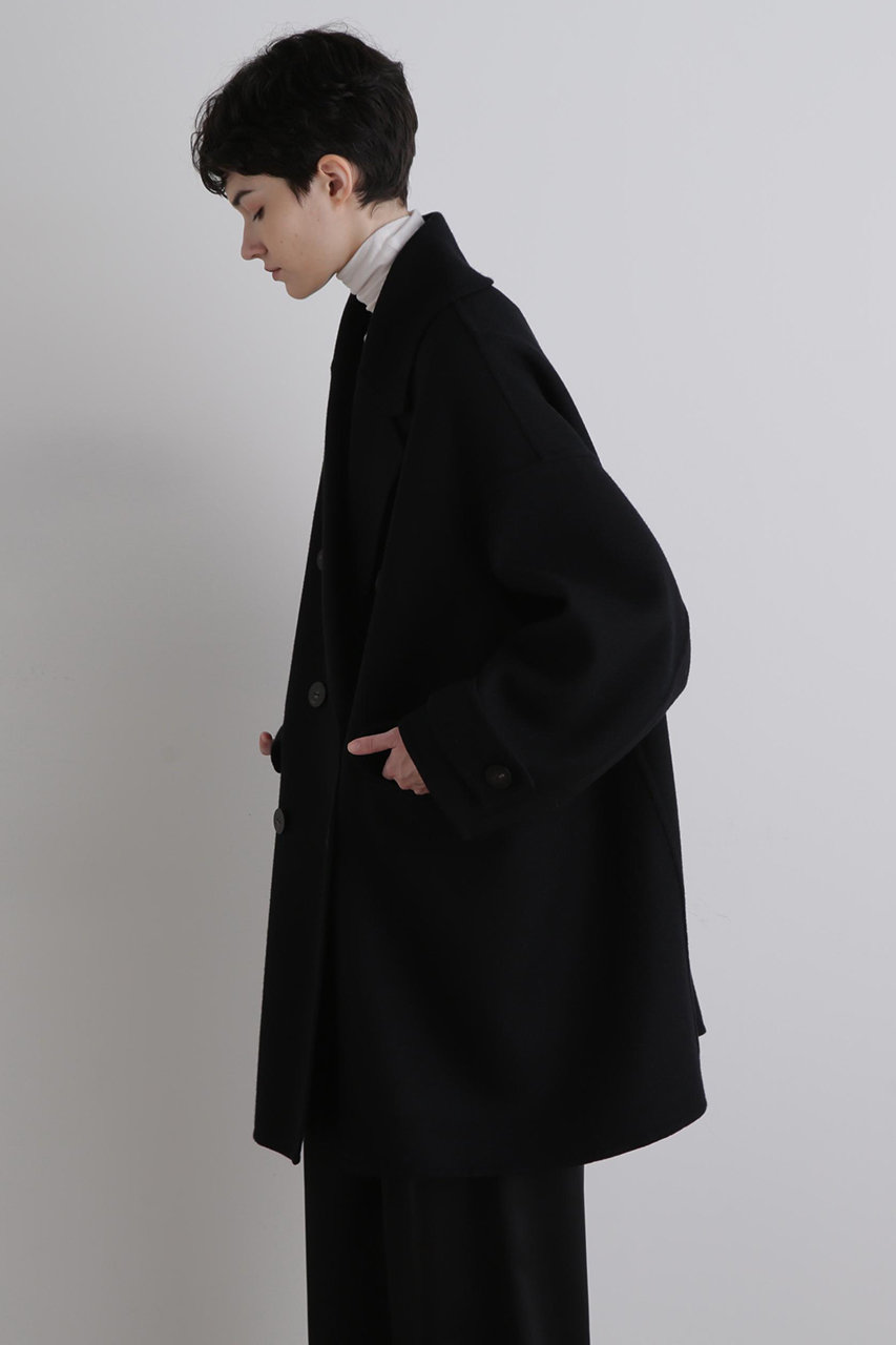 LE PHIL(ル フィル)｜ソフトウールリバーオーバーPコート/ブラック の