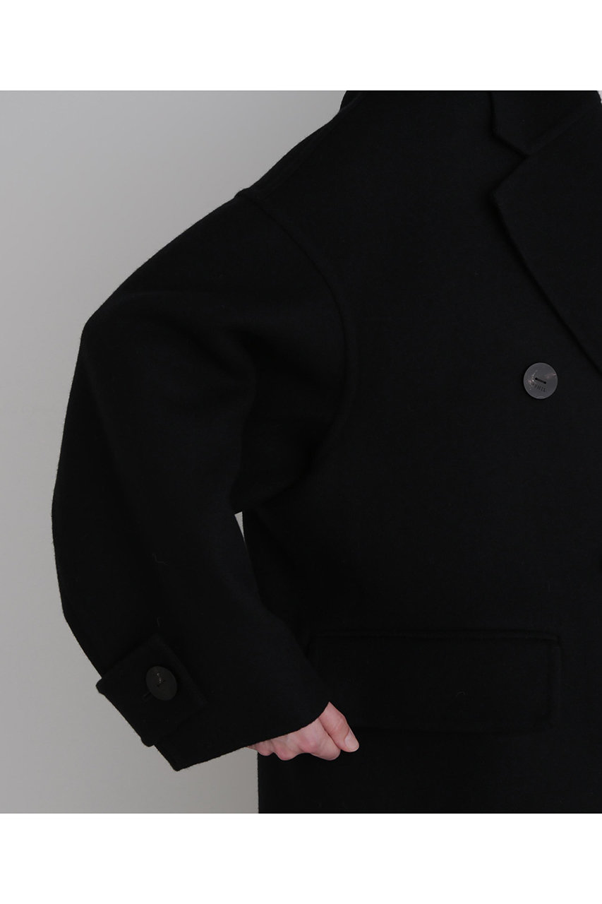 LE PHIL(ル フィル)｜ソフトウールリバーオーバーPコート/ブラック の