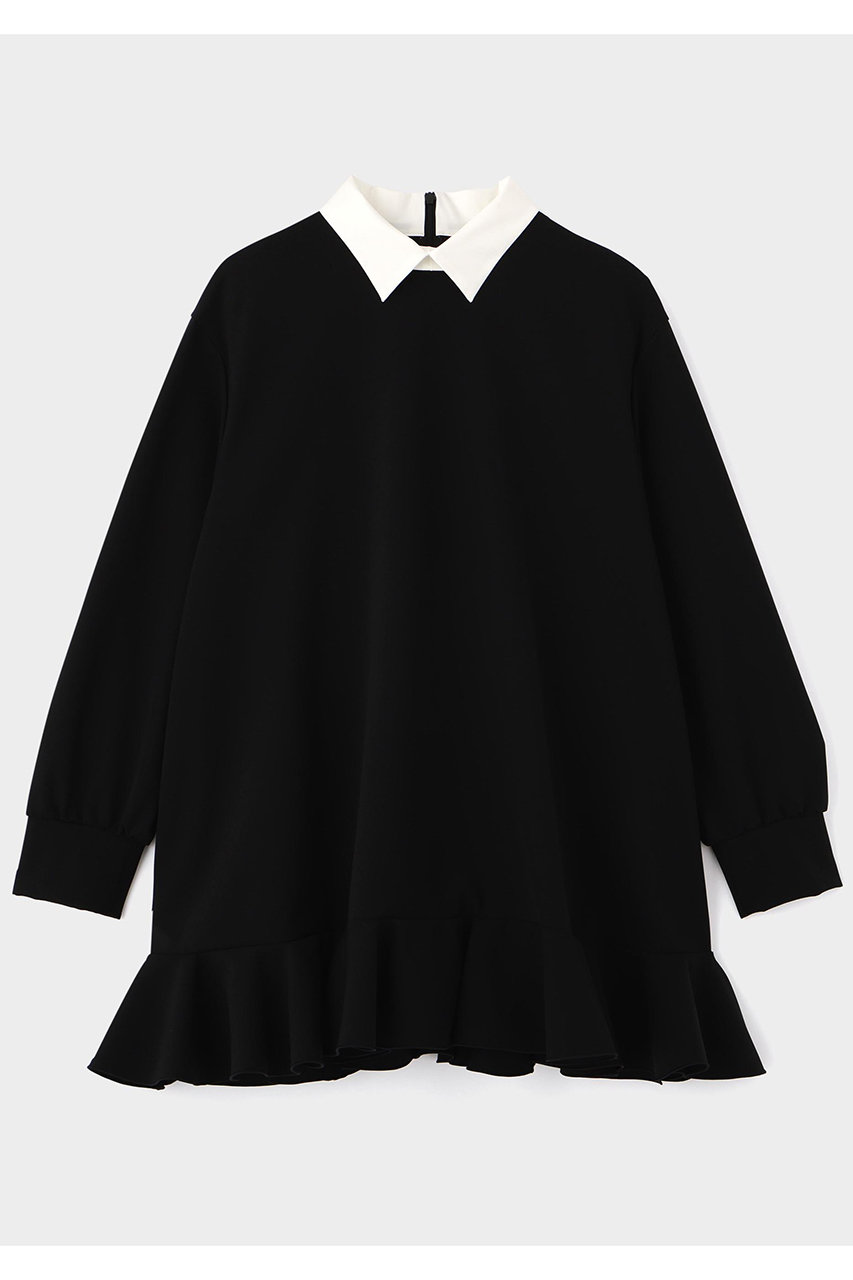 ル フィル/LE PHILの襟付きフリルブラウス(ブラック/5346110008)