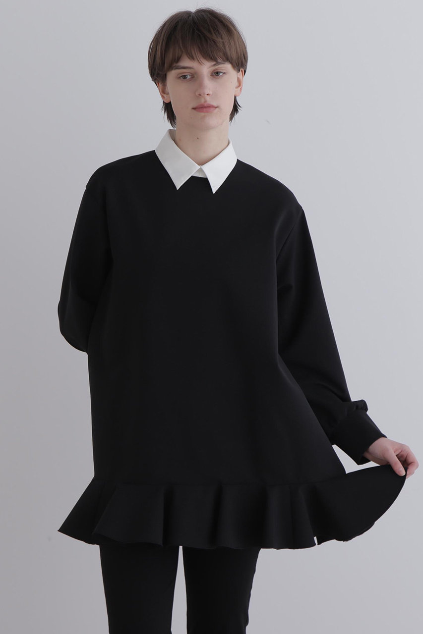LE PHIL(ル フィル)｜襟付きフリルブラウス/ブラック の通販｜ELLESHOP