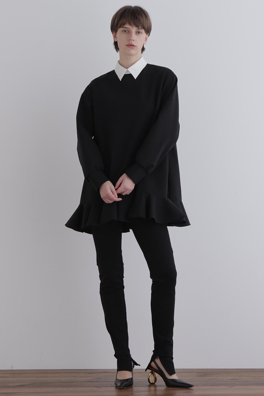 LE PHIL(ル フィル)｜襟付きフリルブラウス/ブラック の通販｜ELLESHOP