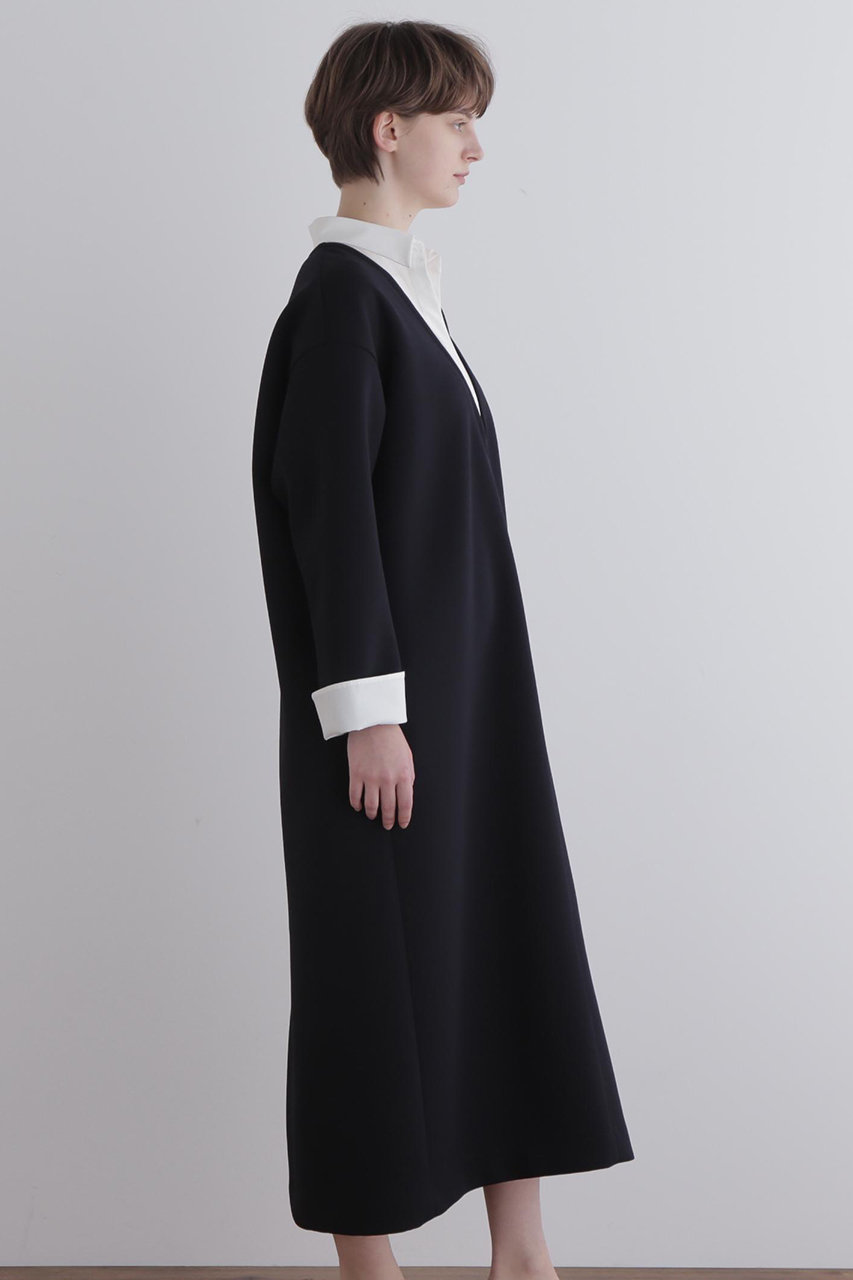 LE PHIL(ル フィル)｜ジャージー襟付きワンピース/ブラック の通販