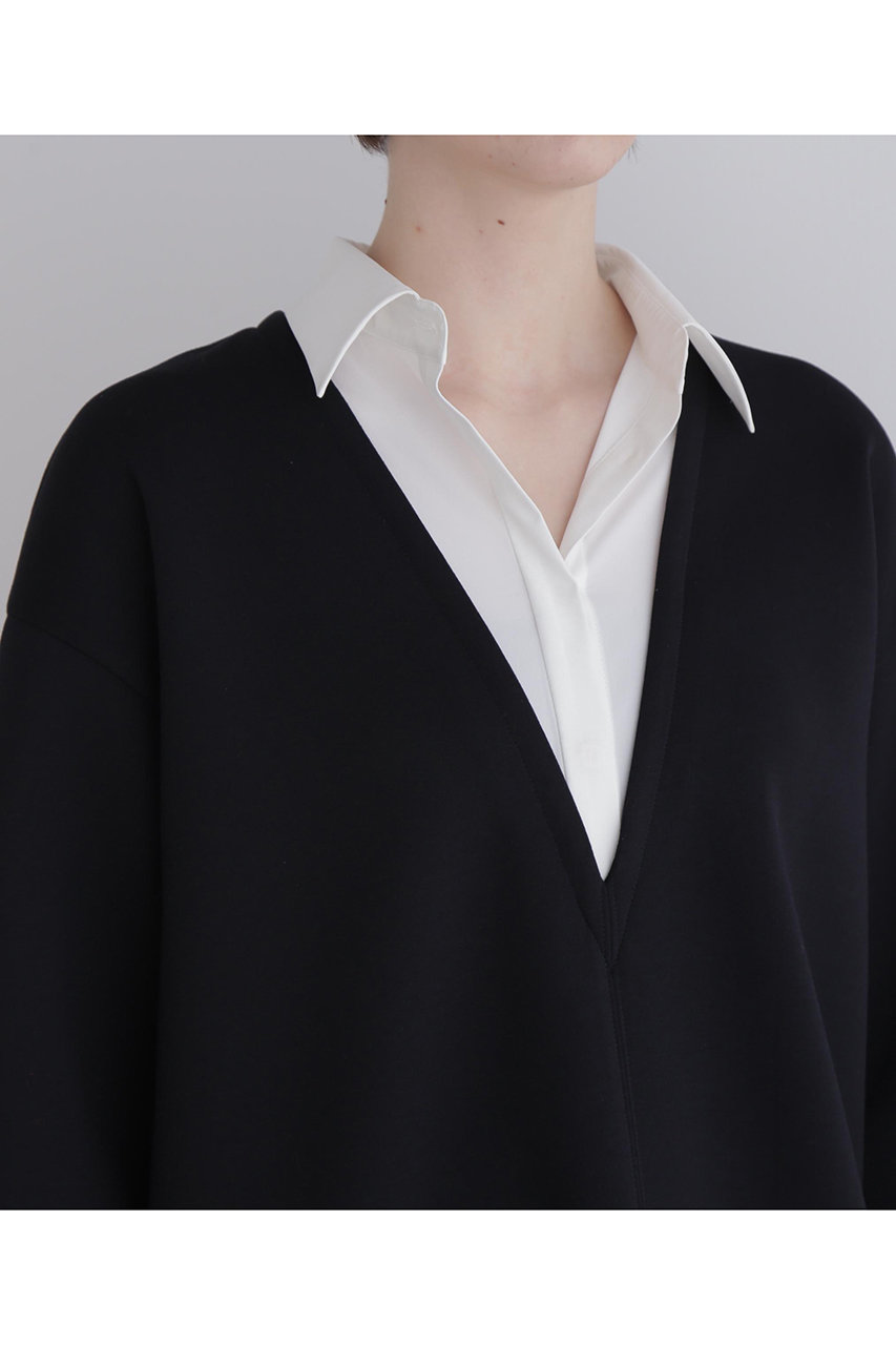 LE PHIL(ル フィル)｜ジャージー襟付きワンピース/ブラック の通販