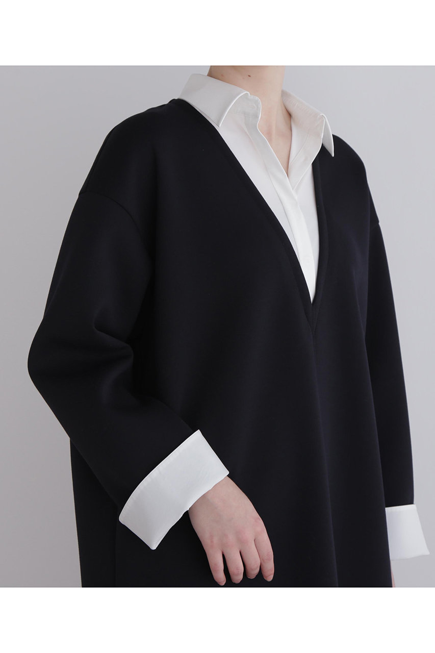 LE PHIL(ル フィル)｜ジャージー襟付きワンピース/ブラック の通販