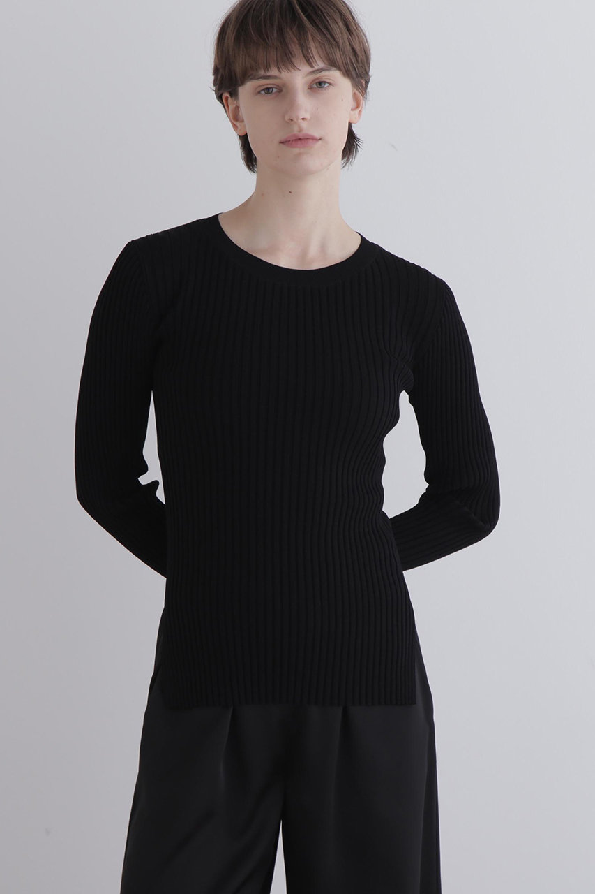 LE PHIL(ル フィル)｜ワイドリブロングスリーブニット/ブラック の通販