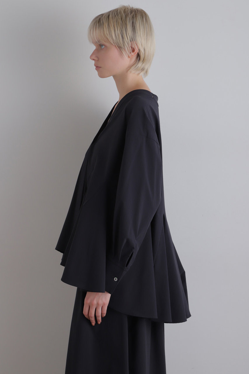 LE PHIL(ル フィル)｜ナイロンストレッチブロードブラウス/ネイビー の