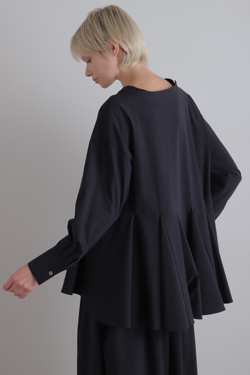 LE PHIL(ル フィル)｜ナイロンストレッチブロードブラウス/ネイビー の