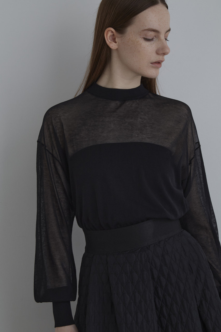 LE PHIL(ル フィル)｜ロングスリーブシアーニット/ブラック の通販