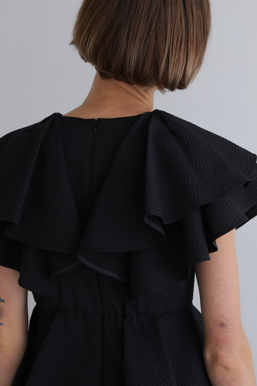 レフィルle phil❤️ ワッフルジャガードワンピース黒ブラックドレス レフィルle phil❤️ ワッフルジャガードワンピース黒ブラックドレス