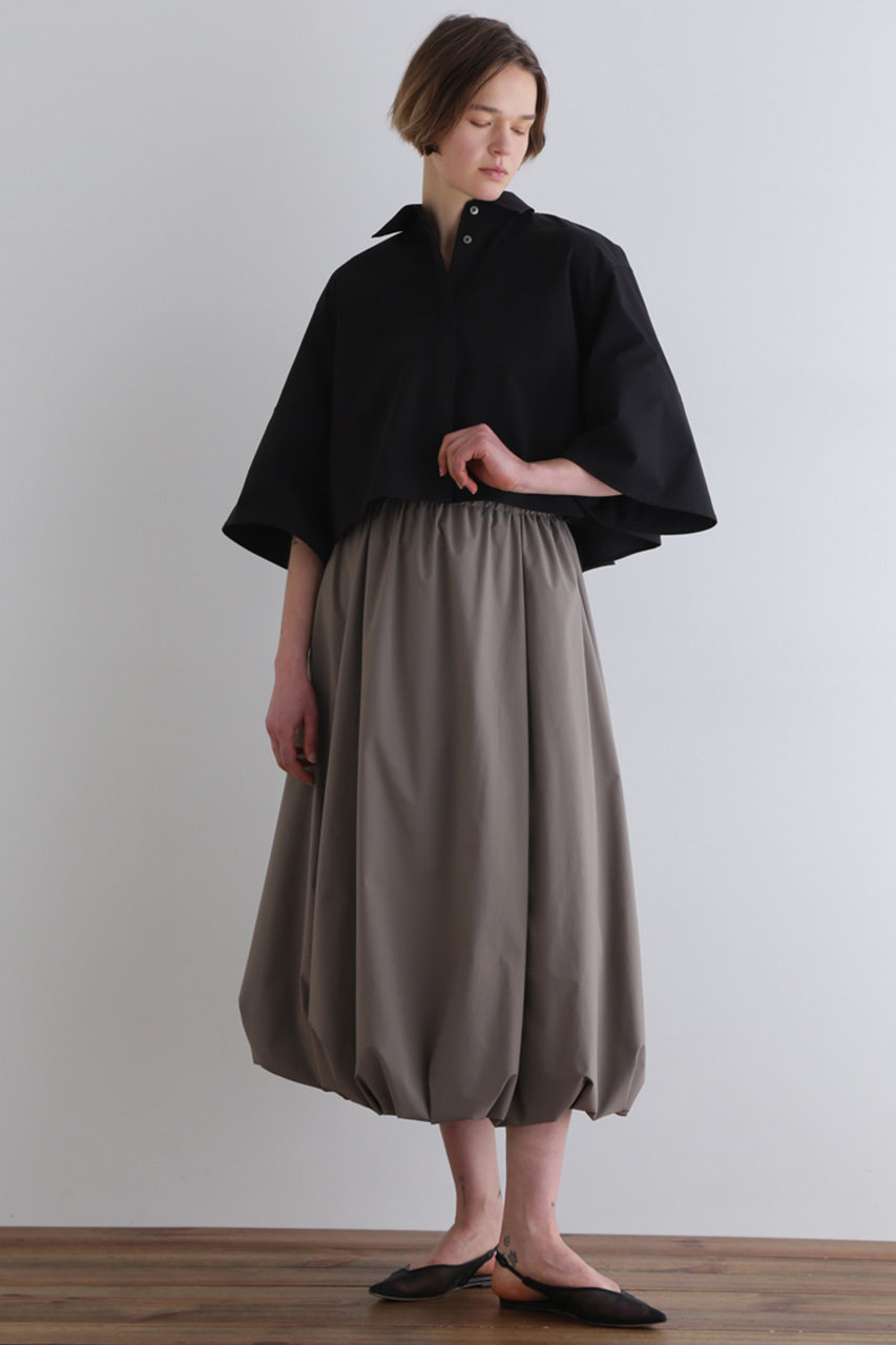 LE PHIL(ル フィル)｜バックメッシュSOLOTEX襟付きブラウス/ブラック