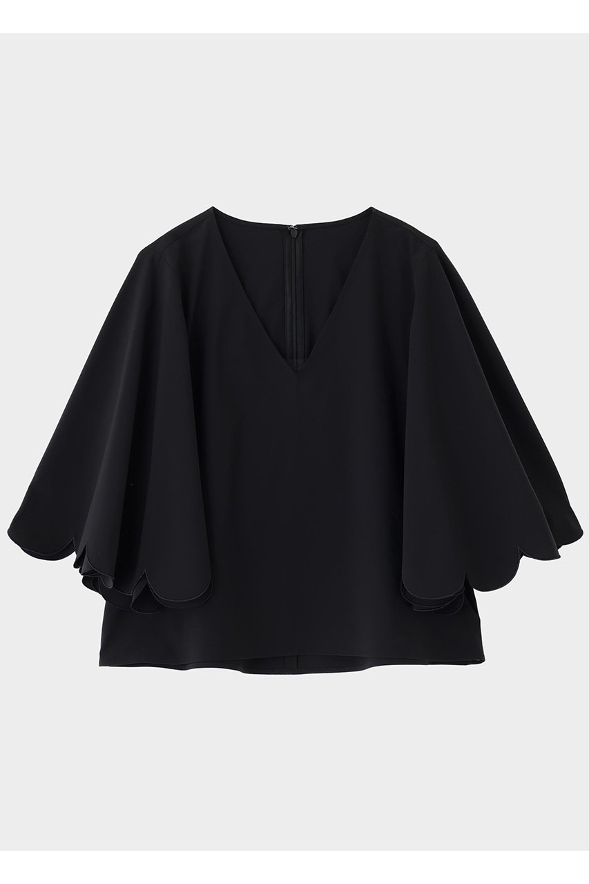 LE PHIL SOLOTEXブロードスカラップフレアスリーブブラウス (ブラック, F) ル フィル ELLE SHOP LE PHIL SOLOTEXブロードスカラップフレアスリーブブラウス (ブラック, F) ル フィル ELLE SHOP