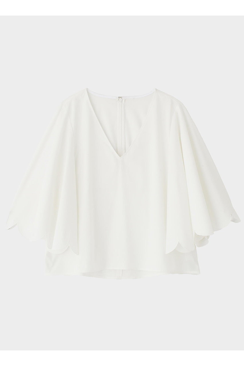 LE PHIL SOLOTEXブロードスカラップフレアスリーブブラウス (ホワイト, F) ル フィル ELLE SHOP LE PHIL SOLOTEXブロードスカラップフレアスリーブブラウス (ホワイト, F) ル フィル ELLE SHOP
