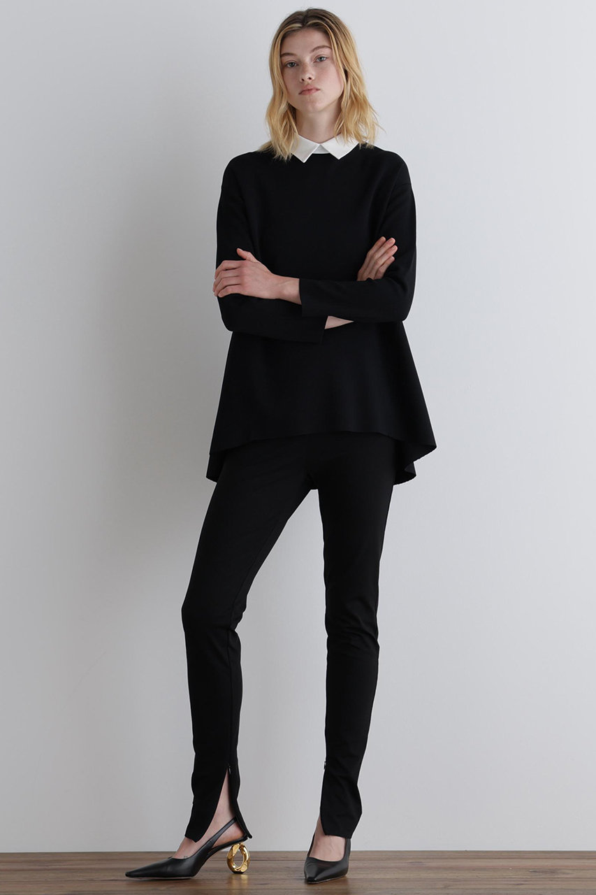 LE PHIL(ル フィル)｜襟付きフレアニット/ブラック の通販