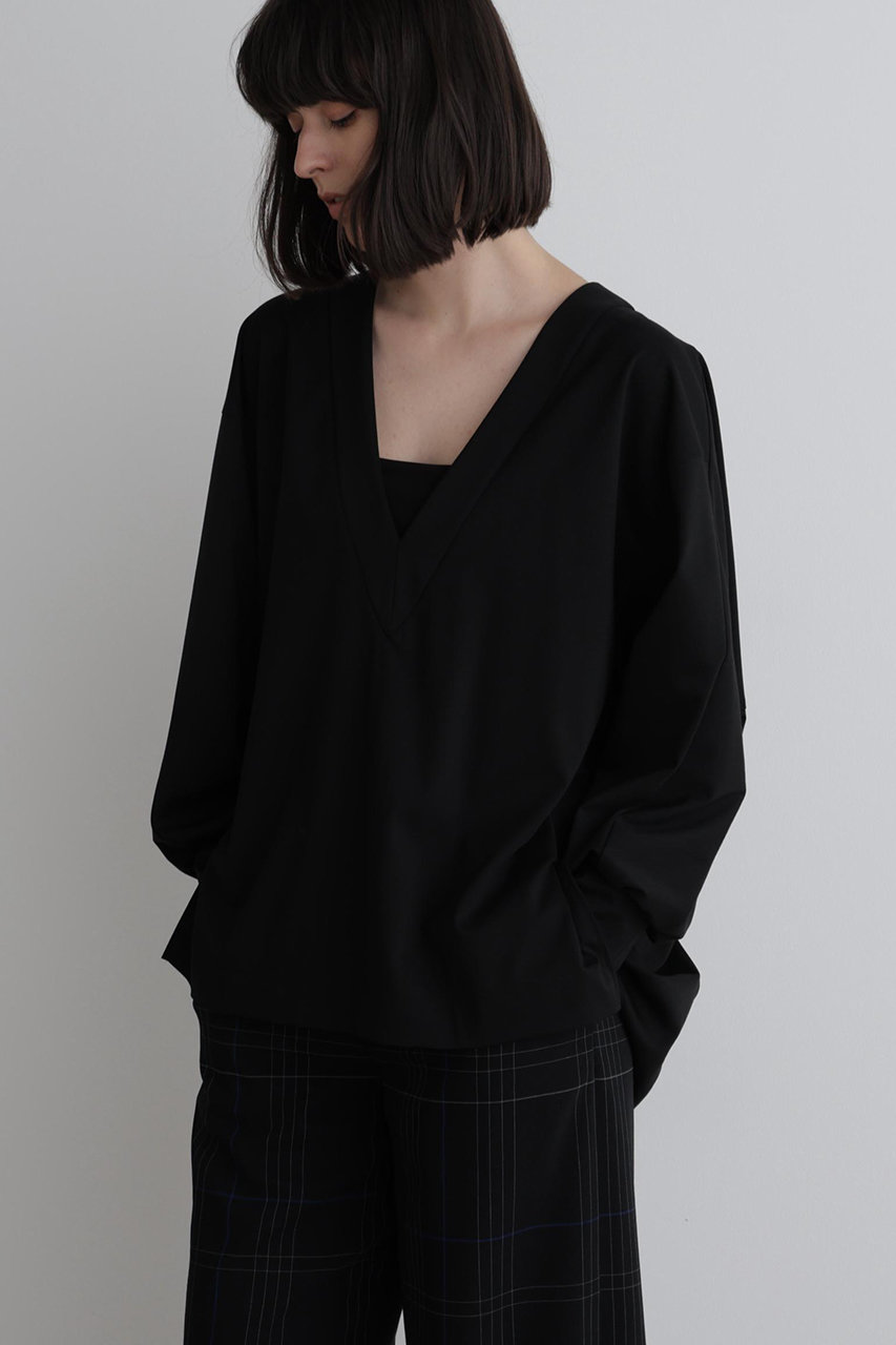 LE PHIL(ル フィル)｜コンパクトポンチVネックプルオーバー/ブラック