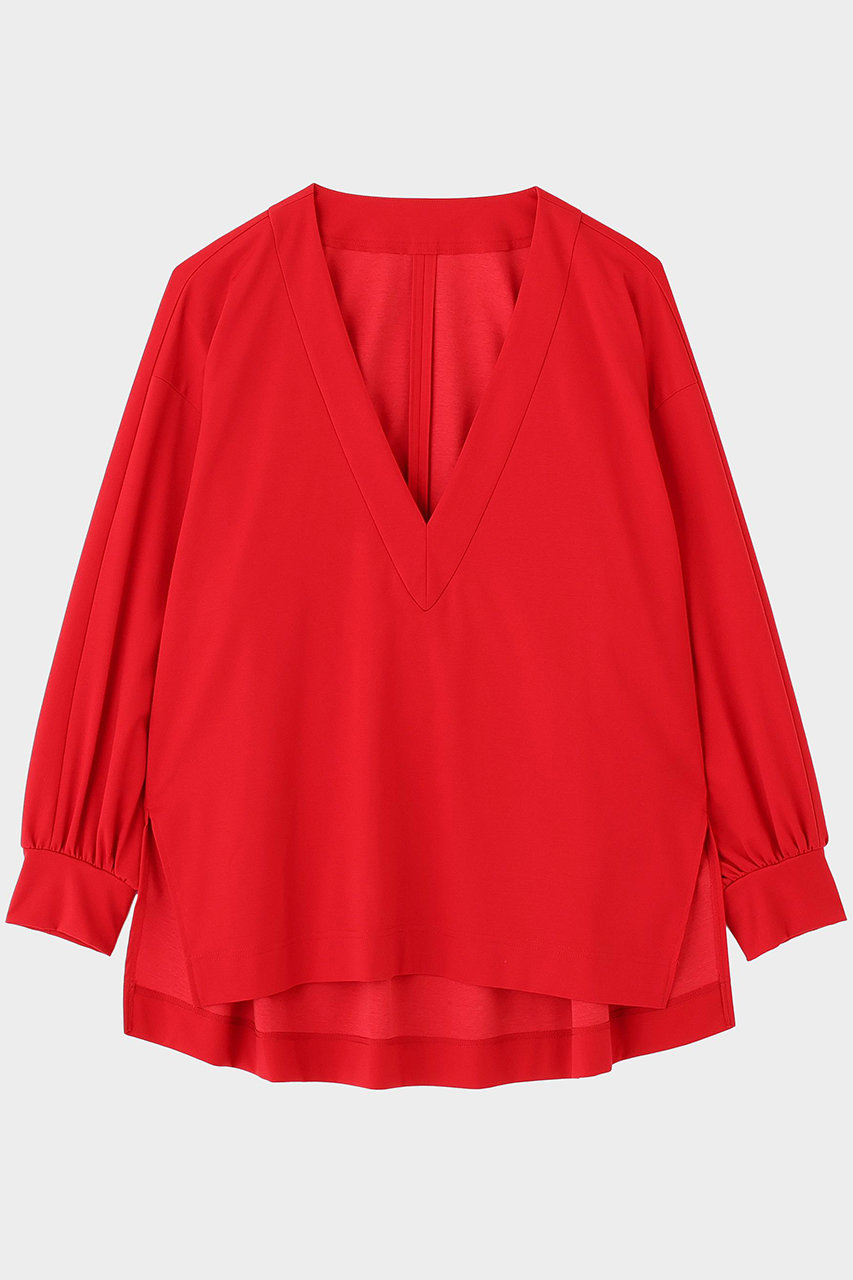 LE PHIL コンパクトポンチVネックプルオーバー (レッド, F) ル フィル ELLE SHOP LE PHIL コンパクトポンチVネックプルオーバー (レッド, F) ル フィル ELLE SHOP