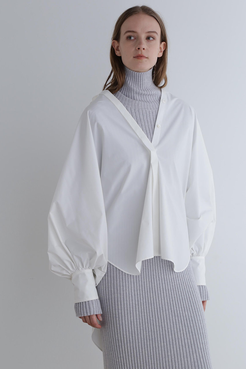 【最終価格】ＳＯＬＯＴＥＸブロードバッククロスタックブラウス　ホワイト LE PHIL(ル フィル)｜SOLOTEXブロードバックギャザーブラウス