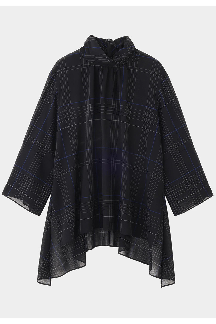 LE PHIL(ル フィル)｜シアーウールハイネックヘムブラウス/ブラック の