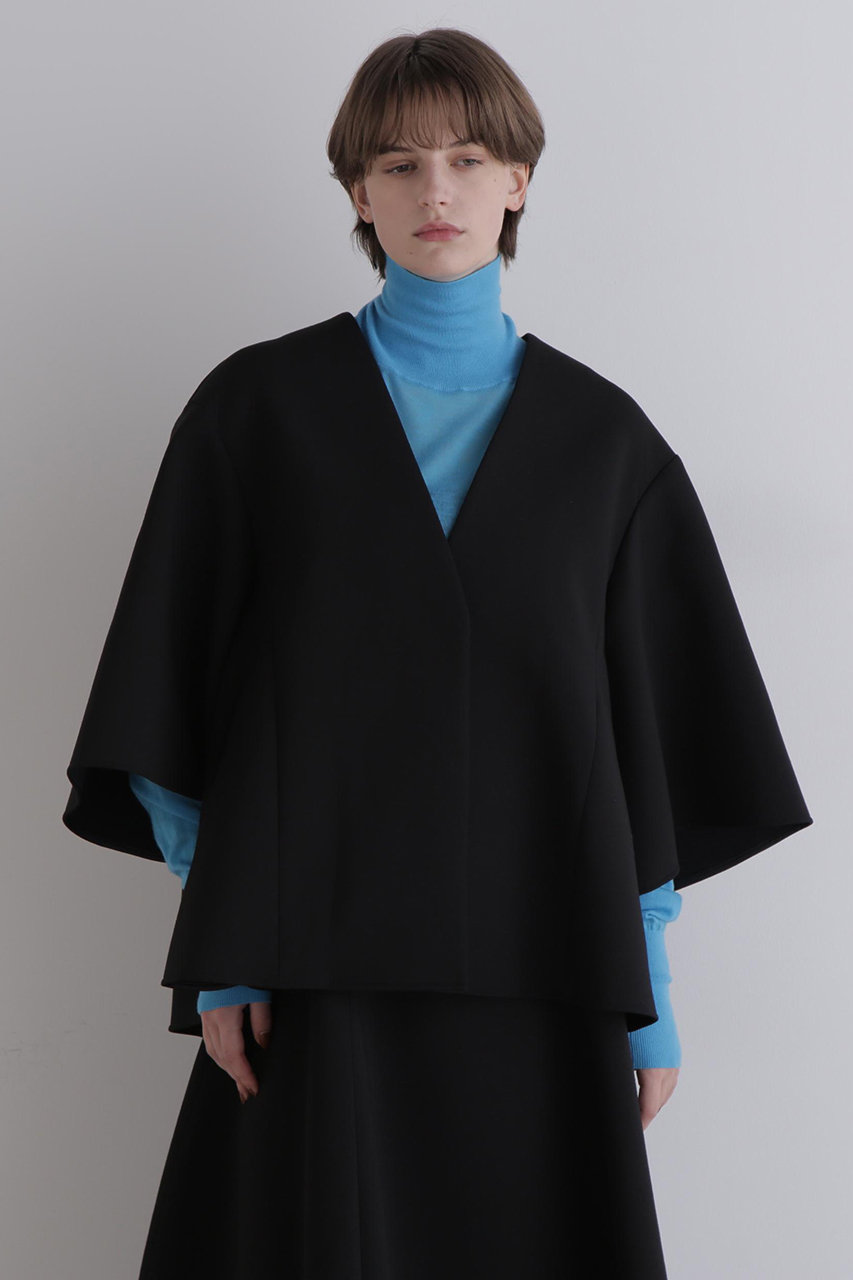 LE PHIL(ル フィル)｜ライトボンディングフレアジャケット/ブラック の