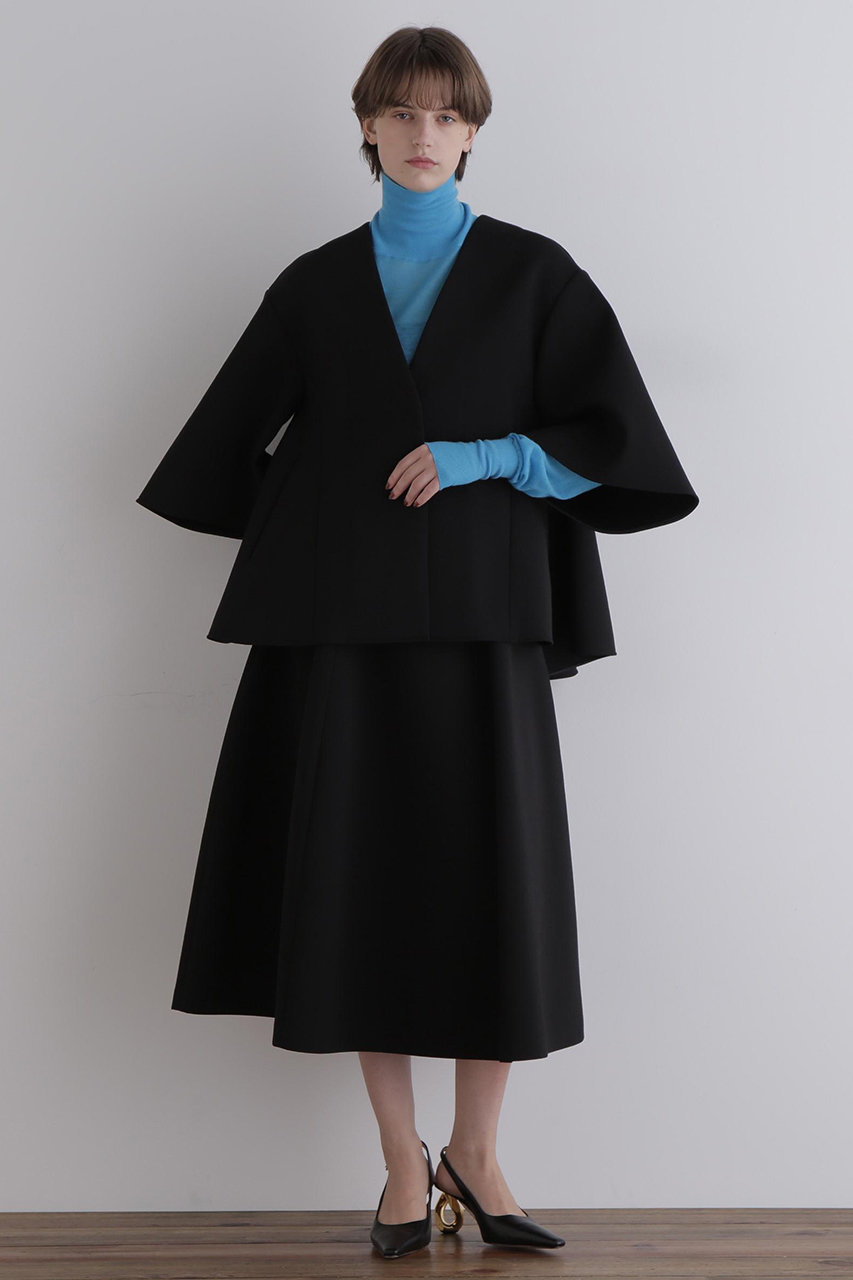 LE PHIL(ル フィル)｜ライトボンディングフレアジャケット/ブラック の