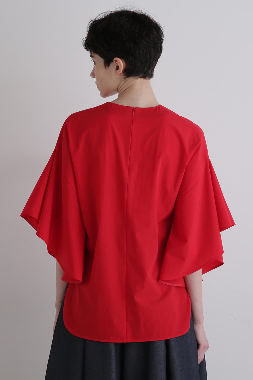 LE PHIL(ル フィル)｜ナイロンストレッチフレアブラウス/レッド の通販