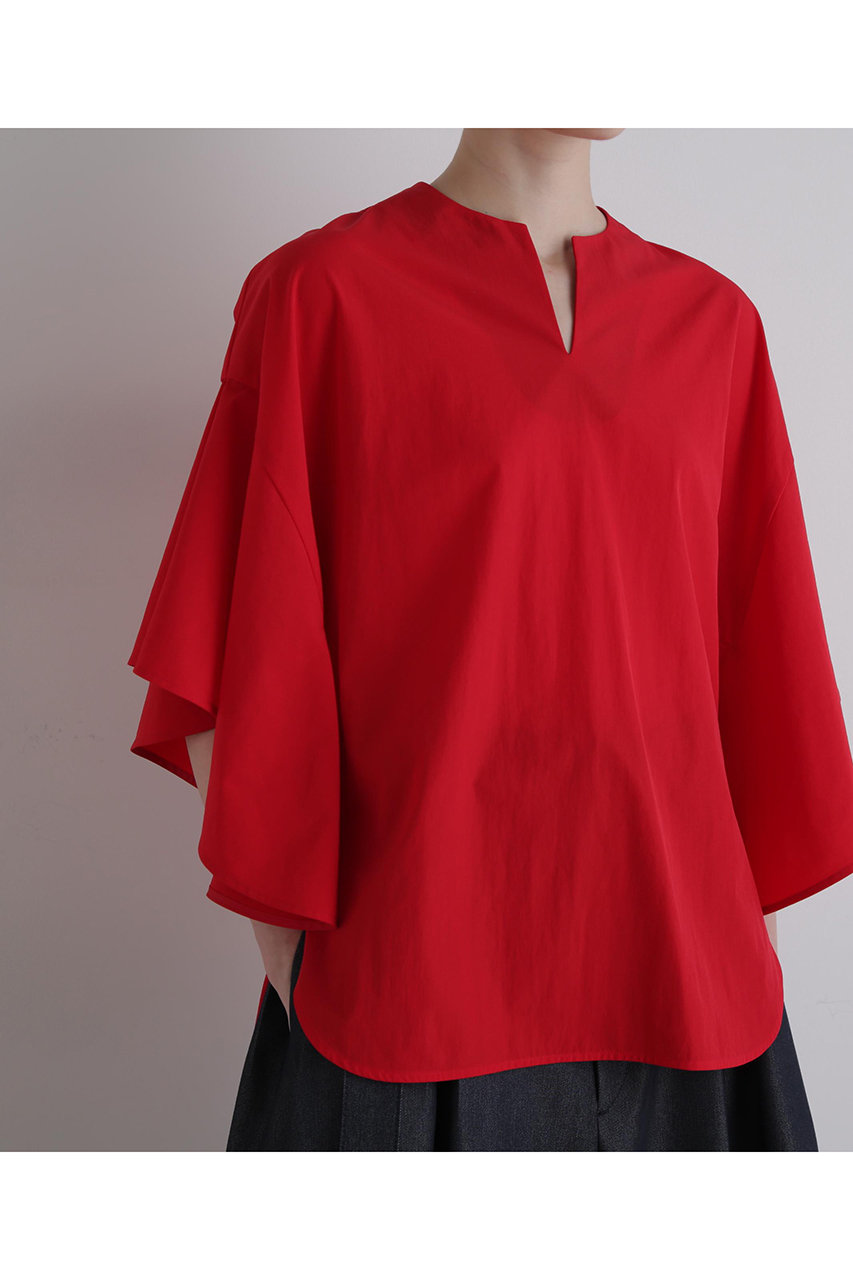 LE PHIL(ル フィル)｜ナイロンストレッチフレアブラウス/レッド の通販