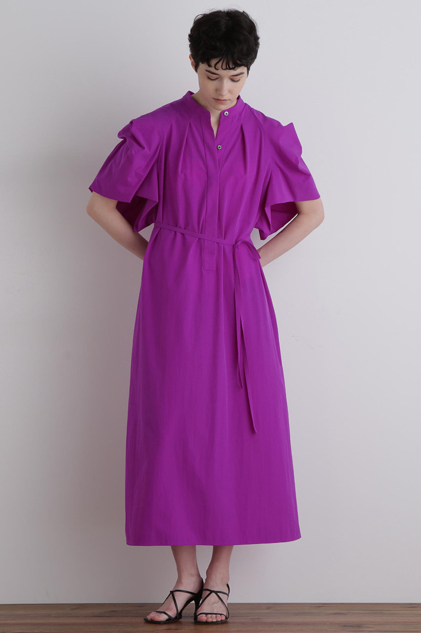 ル フィル LE PHIL ラウンドカラーブラウス パープル LE PHIL(ル フィル)｜ナイロンストレッチワンピース/パープル の通販