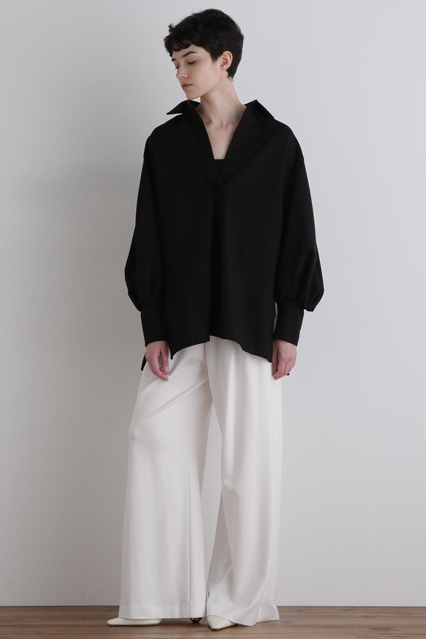 LE PHIL(ル フィル)｜ベビーポンチ袖タックカットソー/ブラック の通販