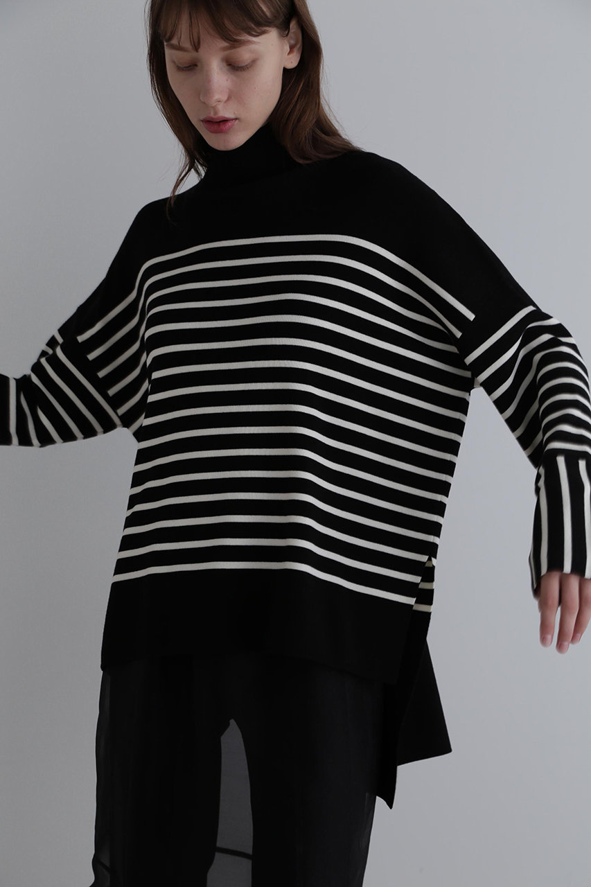 新品　LE PHIL ブラックボーダードライタッチオーバーサイズプルオーバー LE PHIL(ル フィル)｜ボーダーニット/ブラック の通販｜ELLESHOP