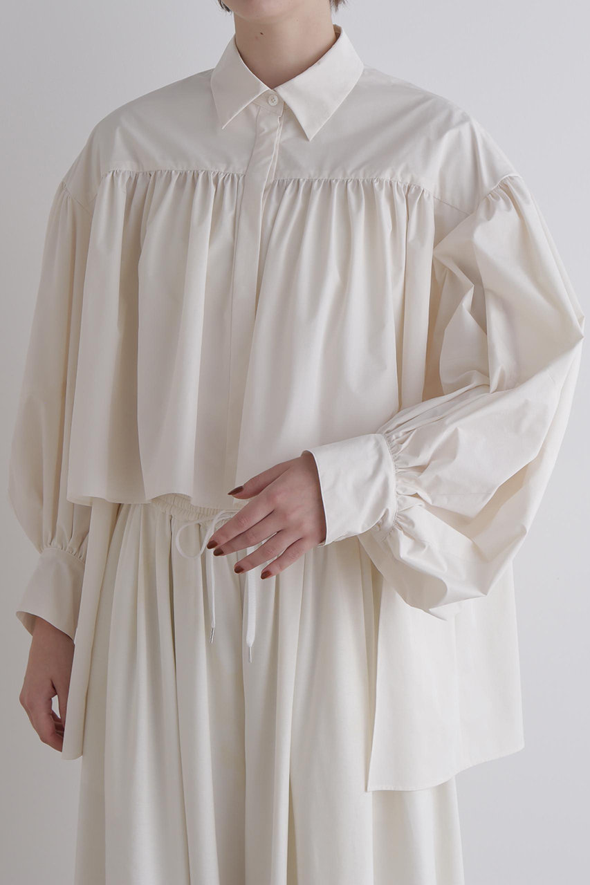 近年　LE PHIL ルフィル クリスピーブロードブラウス ギャザー チュニック 近年 LE PHIL ルフィル クリスピーブロードブラウス ギャザー