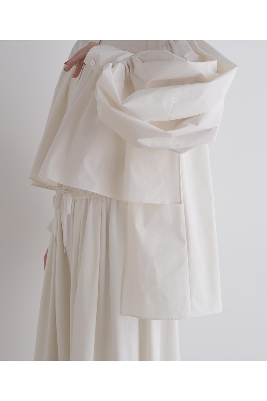 LE PHIL(ル フィル)｜クリスピータフタギャザーブラウス/ホワイト の