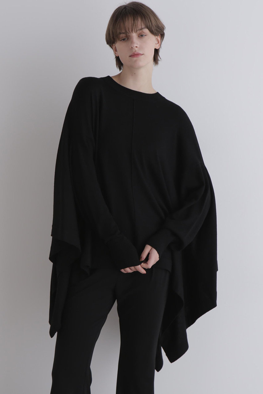 LE PHIL(ル フィル)｜ウールハイゲージケープニット/ブラック の通販