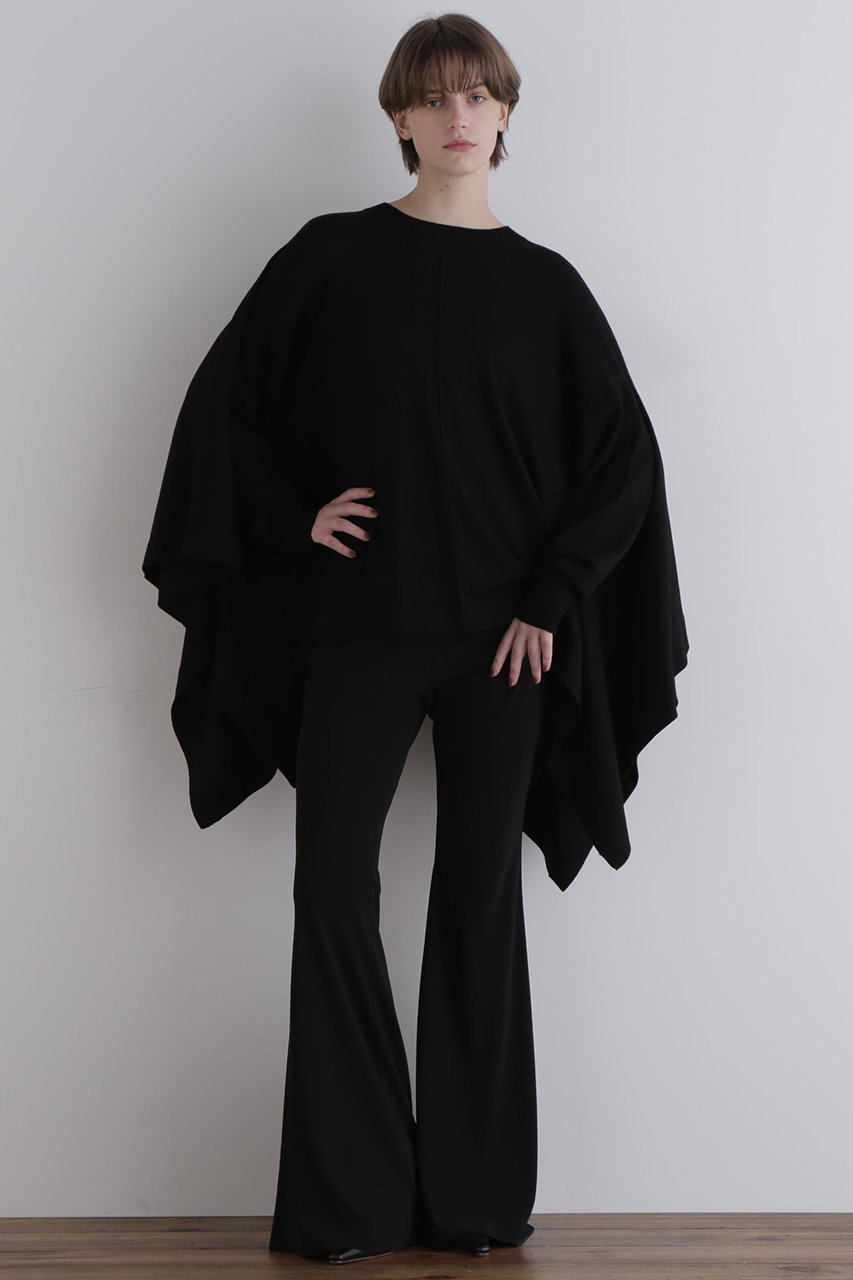 LE PHIL(ル フィル)｜ウールハイゲージケープニット/ブラック の通販