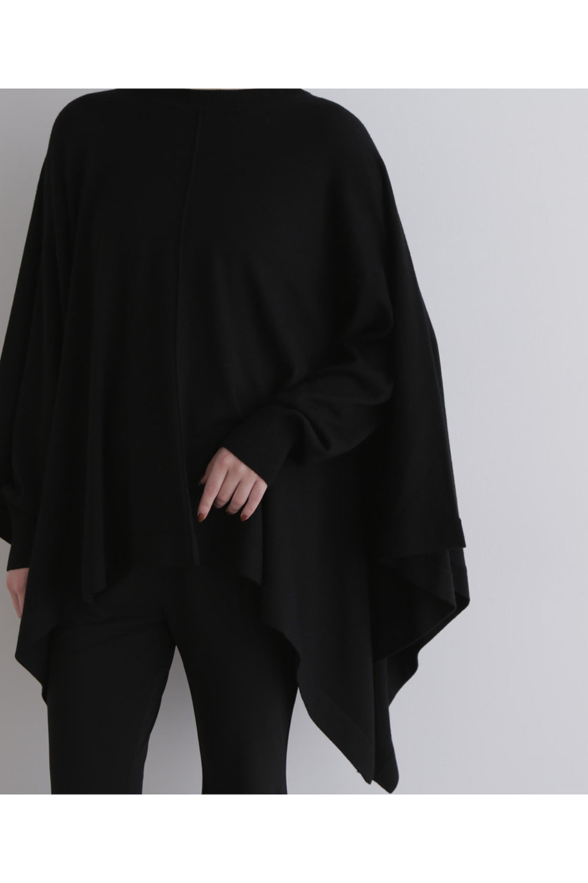 LE PHIL(ル フィル)｜ウールハイゲージケープニット/ブラック の通販