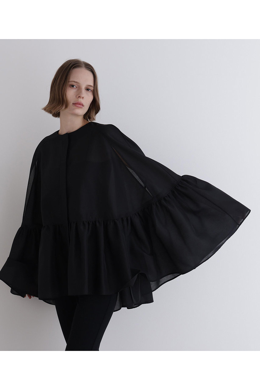 LE PHIL(ル フィル)｜シアーオーガンジーケープブラウス/ブラック の