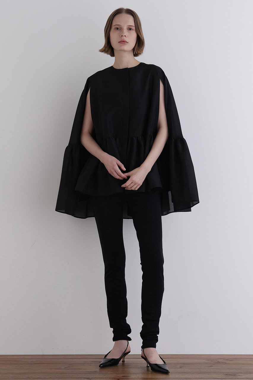 LE PHIL(ル フィル)｜シアーオーガンジーケープブラウス/ブラック の
