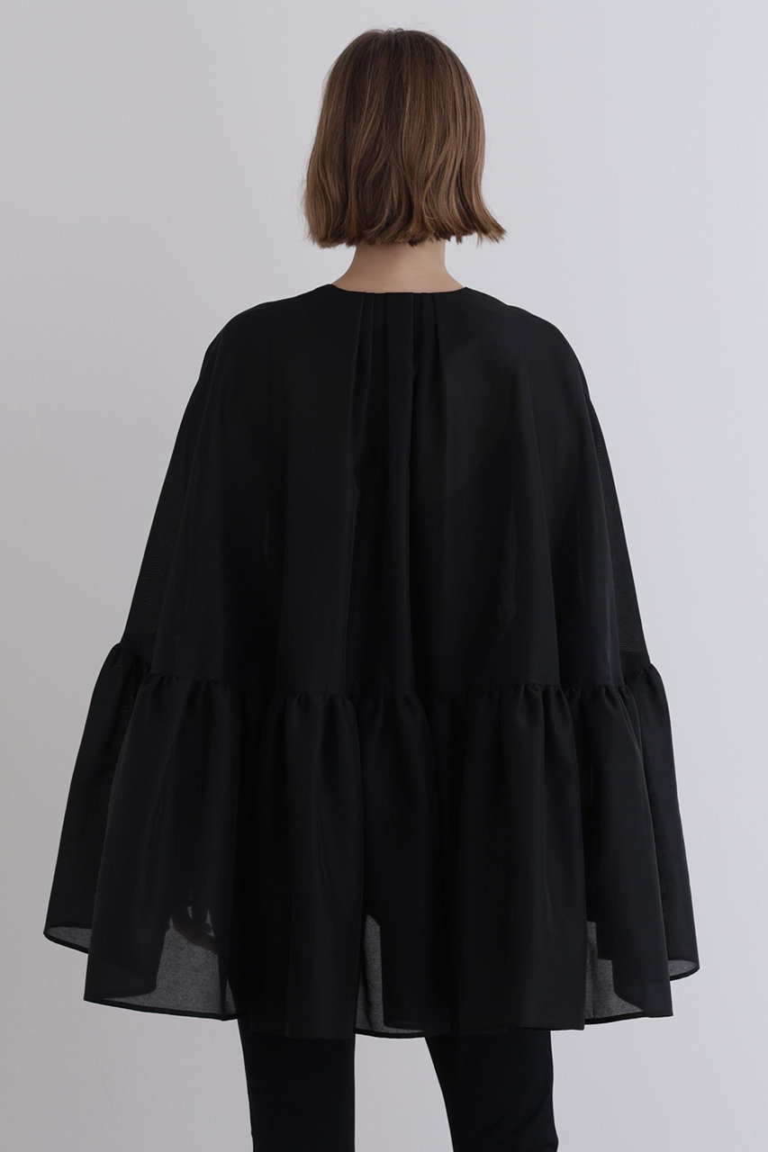 LE PHIL(ル フィル)｜シアーオーガンジーケープブラウス/ブラック の