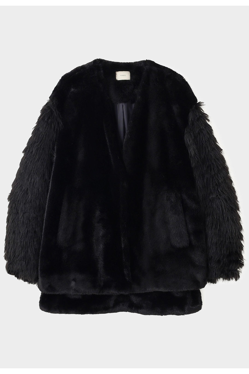 ル フィル/LE PHILのフェイクファーコンビジャケット(ブラック/5345250104)